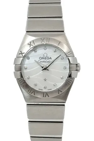 Omega Pre-owned, Dame, Hvid, ONE SIZE, Tyl, Pre-owned Rustfrit stal watches