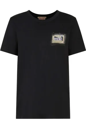 Marni Top, Herre, Sort, 2XL, Bomuld, Sort T-shirt med kunstnerisk print