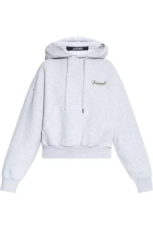 Jacquemus Sweathshirts & Hoodies, Dame, Grå, M, Bomuld, Grå Cropped Hættetrøje Kvinders Sweatshirt