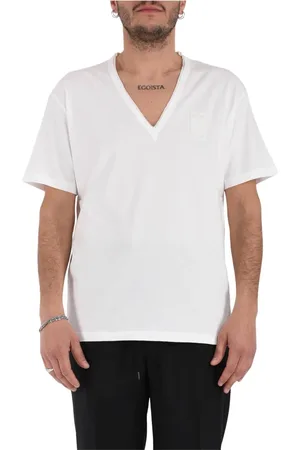 Mauro Grifoni Top, Herre, Hvid, L, Bomuld, Bomuld V-hals T-shirt, Normal Pasform