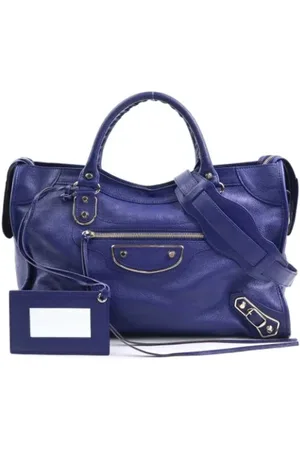 Balenciaga Pre-owned, Dame, Blå, ONE SIZE, Uld, Pre-owned Laeder balenciaga-tasker