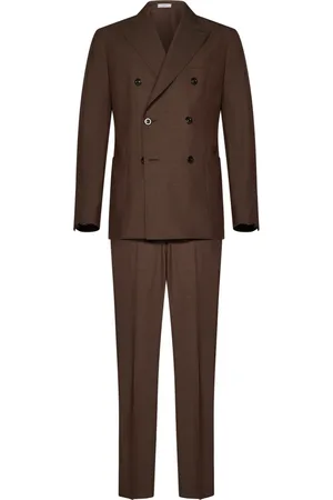 Boglioli Jakkesæt, Herre, Brun, L, Uld, Brun Dobbeltbrystet Blazer Suit