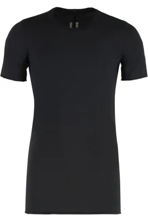 Rick Owens Top, Herre, Sort, 2XL, Bomuld, Ribbet krave bomuld T-shirt