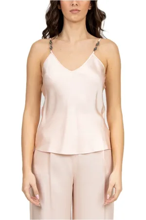 Max Mara Top, Dame, , S, Satin, Hvid Satin Camisole med V-hals
