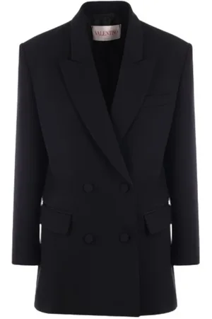 VALENTINO GARAVANI Jakke, Dame, Sort, L, Uld, Double-Breasted Grisaille Oversized Jakke