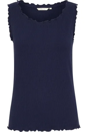 Cream Top, Dame, Blå, L, Blå Kjole Top med Bådhals