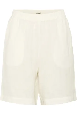 Soaked in Luxury Shorts, Dame, Hvid, XL, Uld, Casual Linen Shorts Broken