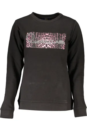 Roberto Cavalli Sweathshirts & Hoodies, Dame, Sort, M, Uld, Sort langærmet sweater med print
