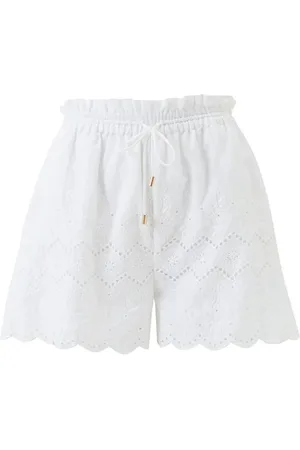 Melissa Odabash Shorts, Dame, Hvid, M, Bomuld, Hvide Shorts med Snørelinning i Bomuld