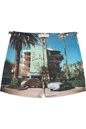 Orlebar Brown Badetøj, Herre, Blå, W33, Nylon, Bulldog Badebukser Beverly Hills Print