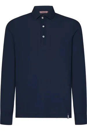 DRUMOHR Top, Herre, Blå, 2XL, Bomuld, Blå Polo Skjorte Casual Stil