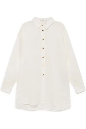 Maliparmi Bluser & Skjorter, Dame, Hvid, M, Linned, hvid linned sommerskjorte