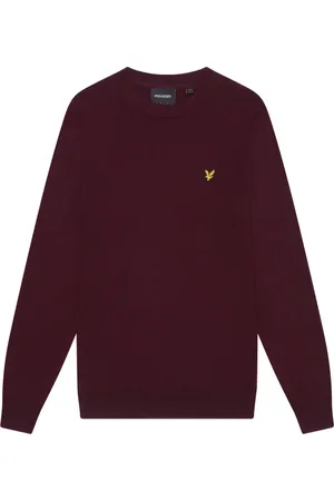 Lyle & Scott Strik, Herre, Rød, 2XL, Bomuld, Strikket bomuld merino rund hals sweater