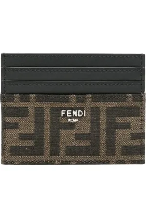 Fendi Tilbehør, Herre, Brun, ONE SIZE, Læder, Jacquard Læder Kortholder