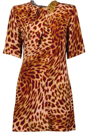 Stella McCartney Kjole, Dame, Flerfarvet, 2XS, Uld, Kjole med dyreprint og kæledetalje