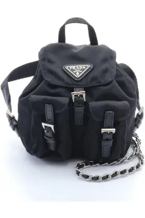 Prada Pre-owned, Dame, Sort, ONE SIZE, Uld, Pre-owned Canvas rygsaekke