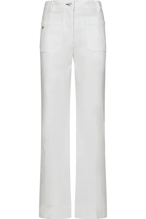 Victoria Beckham Jeans, Dame, Hvid, W30, Bomuld, Hvide Jeans med Flæseben