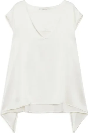 Maliparmi Bluser & Skjorter, Dame, Hvid, M, Satin, Silke Satin Top i Naturhvid