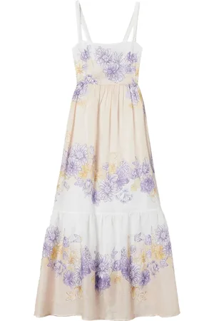 Twin-Set Kjole, Dame, Flerfarvet, S, Gul Blomster Sommer Kjole