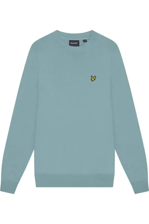 Lyle & Scott Strik, Herre, Blå, XS, Bomuld, Strikket bomuld merino rund hals trøje