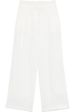 SEMICOUTURE Bukser, Dame, Hvid, XS, Hvide Bukser med Box-Pleat Detalje