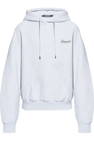 Jacquemus Sweathshirts & Hoodies, Herre, Grå, S, Grå Meleret Hættetrøje med Logo