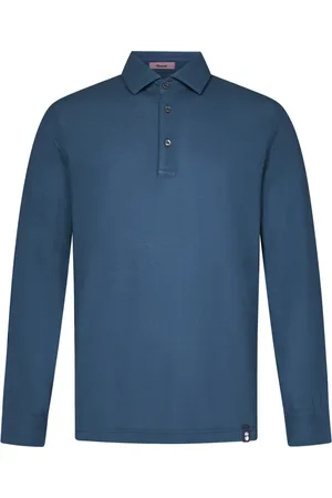 DRUMOHR Top, Herre, Blå, 2XL, Bomuld, Blå Ss25 Polo Shirt Bomuld Jersey