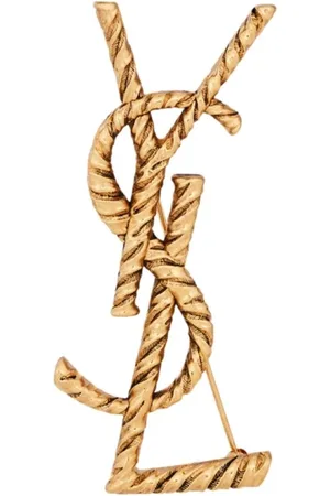 Saint Laurent Tilbehør, Dame, Gul, ONE SIZE, Uld, Cassandre Broche