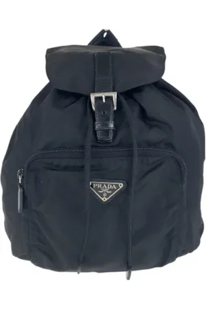 Prada Pre-owned, Dame, Sort, ONE SIZE, Uld, Pre-owned Canvas rygsaekke