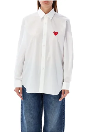 Comme des Garçons Bluser & Skjorter, Herre, Hvid, XS, Bomuld, Hvidt Hjerte Patch Skjorte Ss25