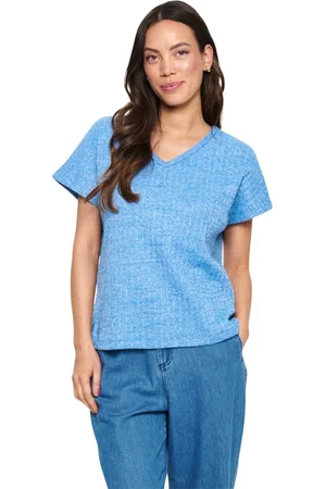 Saint Tropez Top, Dame, Blå, XL, Uld, Campanula Melange Tee Top Kortærmet
