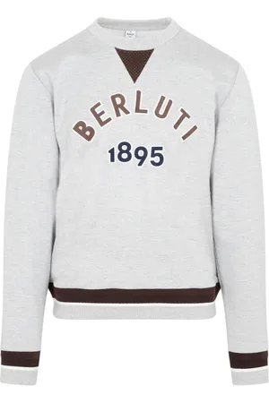 Berluti Sweathshirts & Hoodies, Herre, Grå, S, Bomuld, Luksuriøs Grå Sweatshirt med Mesh-indsats