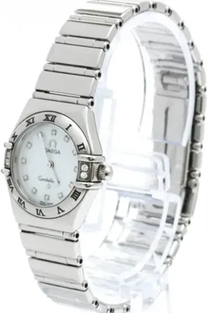 Omega Pre-owned, Dame, Hvid, ONE SIZE, Tyl, Pre-owned Rustfrit stal watches