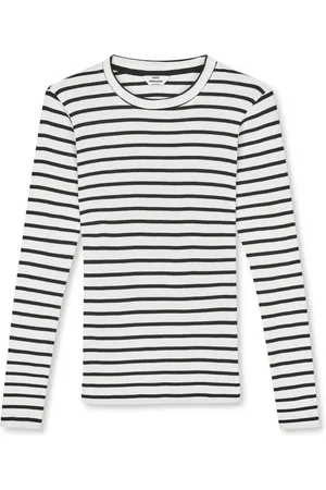 Mads Norgaard Top, Dame, Sort, XL, Uld, Stribet Langærmet Tee