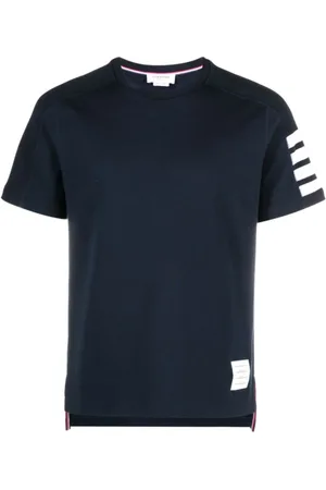 Thom Browne Top, Herre, Blå, XL, Bomuld, Blå 4-Bar T-shirt og Polo