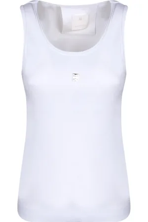 Givenchy Top, Dame, Hvid, M, Bomuld, Hvid Tank Top med 4G Logo