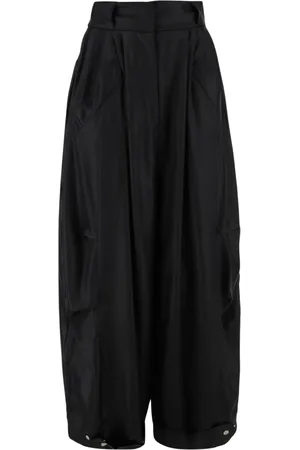 Niccolo Pasqualetti Bukser, Dame, Sort, XS, Sorte Oversized Højtaljede Acetatbukser