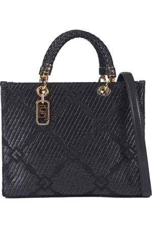 Elisabetta Franchi Taske, Dame, Sort, ONE SIZE, Læder, Elegant Jacquard Tote Taske Sort