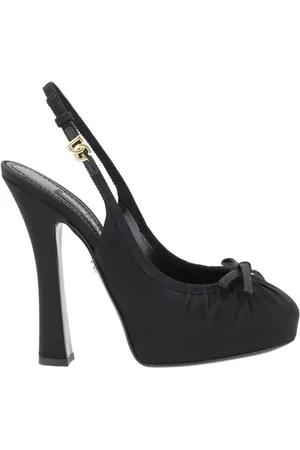 Dolce & Gabbana Sko, Dame, Sort, 36 1/2 EU, Satin, Satin Bow Slingback Pumps