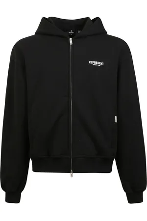Represent Sweathshirts & Hoodies, Herre, Sort, 2XL, Uld, Hættetrøje med Lynlås og Monogramtryk