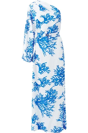 Melissa Odabash Kjole, Dame, Blå, S, Uld, Lauren Coral One Shoulder Kjole