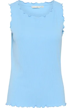 Cream Top, Dame, Blå, 2XL, Uld, Blå Crribba Top Bluse