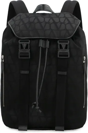 VALENTINO GARAVANI Taske, Herre, Sort, ONE SIZE, Nylon, Ikonisk Nylon Rygsæk med Lærdetaljer