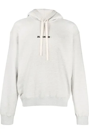 Jil Sander Sweathshirts & Hoodies, Herre, Grå, M, Bomuld, Grå Logo Hættetrøje