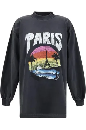 Balenciaga Top, Dame, Sort, M, Bomuld, Paris Sunset Langærmet T-shirt