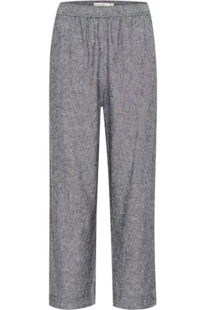 INWEAR Bukser, Dame, Grå, XS, Uld, Cropped Culotte Bukser Marineblå Melange