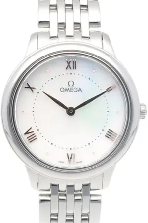 Omega Pre-owned, Dame, Hvid, ONE SIZE, Tyl, Pre-owned Rustfrit stal watches