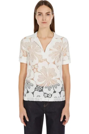 Max Mara Top, Dame, Hvid, XS, Uld, Blonde Polo Shirt - Array