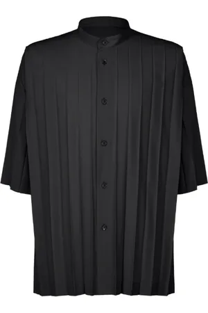 Issey Miyake Skjorte, Herre, Sort, L, Polyester, Plisseret Edge Skjorte