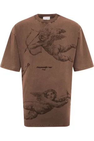 DIEGO VENTURINO Top, Herre, Brun, M, Bomuld, Vintage Brun Bomuld Crew Neck T-Shirt